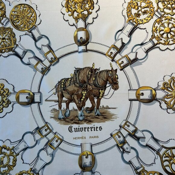 Vintage Hermes "Cuivreries" Silk Scarf, by Francoise de La Perriere - Picture 6 of 16